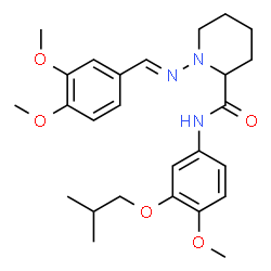ChemSpider 2D Image | 1-[(E)-(3,4-Dimethoxybenzylidene)amino]-N-(3-isobutoxy-4-methoxyphenyl)-2-piperidinecarboxamide | C26H35N3O5