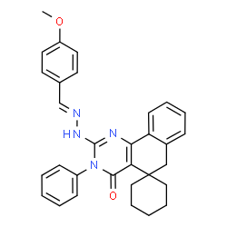 ChemSpider 2D Image | 2-[(2E)-2-(4-Methoxybenzylidene)hydrazino]-3-phenyl-3H-spiro[benzo[h]quinazoline-5,1'-cyclohexan]-4(6H)-one | C31H30N4O2