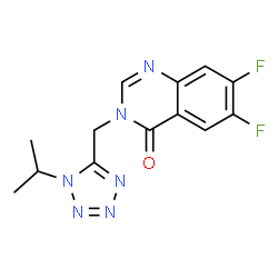 ChemSpider 2D Image | 6,7-Difluoro-3-[(1-isopropyl-1H-tetrazol-5-yl)methyl]-4(3H)-quinazolinone | C13H12F2N6O