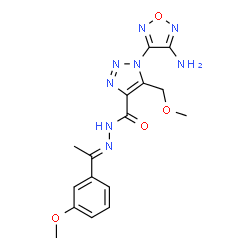 ChemSpider 2D Image | 1-(4-Amino-1,2,5-oxadiazol-3-yl)-5-(methoxymethyl)-N'-[(1E)-1-(3-methoxyphenyl)ethylidene]-1H-1,2,3-triazole-4-carbohydrazide | C16H18N8O4