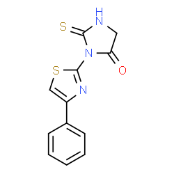 ChemSpider 2D Image | 3-(4-Phenyl-1,3-thiazol-2-yl)-2-thioxo-4-imidazolidinone | C12H9N3OS2
