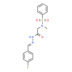 ChemSpider 2D Image | N-{2-[(2E)-2-(4-Fluorobenzylidene)hydrazino]-2-oxoethyl}-N-methylbenzenesulfonamide | C16H16FN3O3S