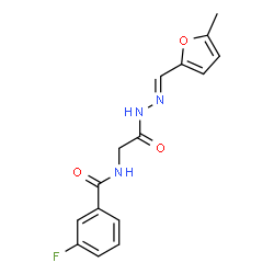 ChemSpider 2D Image | 3-Fluoro-N-(2-{(2E)-2-[(5-methyl-2-furyl)methylene]hydrazino}-2-oxoethyl)benzamide | C15H14FN3O3