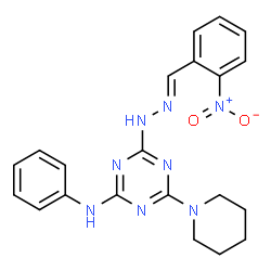 ChemSpider 2D Image | 2-nitrobenzaldehyde [4-anilino-6-(1-piperidinyl)-1,3,5-triazin-2-yl]hydrazone | C21H22N8O2