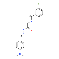 ChemSpider 2D Image | N-(2-{(2E)-2-[4-(Dimethylamino)benzylidene]hydrazino}-2-oxoethyl)-3-fluorobenzamide | C18H19FN4O2