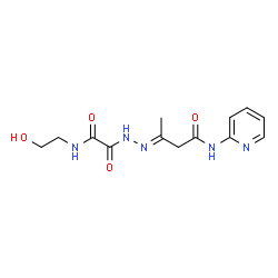 ChemSpider 2D Image | (3E)-3-({[(2-Hydroxyethyl)amino](oxo)acetyl}hydrazono)-N-(2-pyridinyl)butanamide | C13H17N5O4
