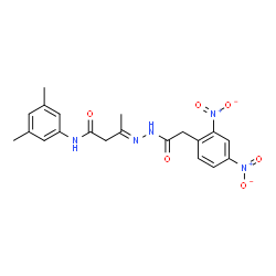 ChemSpider 2D Image | (3E)-N-(3,5-Dimethylphenyl)-3-{[(2,4-dinitrophenyl)acetyl]hydrazono}butanamide | C20H21N5O6