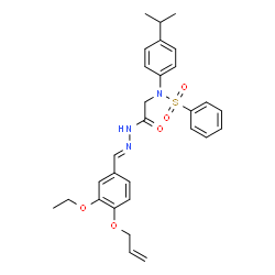 ChemSpider 2D Image | N-(2-{(2E)-2-[4-(Allyloxy)-3-ethoxybenzylidene]hydrazino}-2-oxoethyl)-N-(4-isopropylphenyl)benzenesulfonamide | C29H33N3O5S