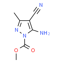 ChemSpider 2D Image | Methyl 5-amino-4-cyano-3-methyl-1H-pyrazole-1-carboxylate | C7H8N4O2