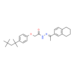 ChemSpider 2D Image | N'-[(1E)-1-(5,6,7,8-Tetrahydro-2-naphthalenyl)ethylidene]-2-[4-(2,4,4-trimethyl-2-pentanyl)phenoxy]acetohydrazide | C28H38N2O2