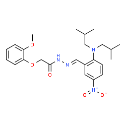 ChemSpider 2D Image | N'-{(E)-[2-(Diisobutylamino)-5-nitrophenyl]methylene}-2-(2-methoxyphenoxy)acetohydrazide | C24H32N4O5