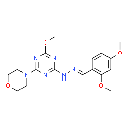 ChemSpider 2D Image | 2,4-dimethoxybenzaldehyde [4-methoxy-6-(4-morpholinyl)-1,3,5-triazin-2-yl]hydrazone | C17H22N6O4