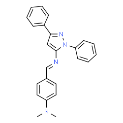 ChemSpider 2D Image | 4-{(E)-[(1,3-Diphenyl-1H-pyrazol-5-yl)imino]methyl}-N,N-dimethylaniline | C24H22N4
