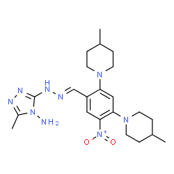 ChemSpider 2D Image | 5-nitro-2,4-bis(4-methyl-1-piperidinyl)benzaldehyde (4-amino-5-methyl-4H-1,2,4-triazol-3-yl)hydrazone | C22H33N9O2