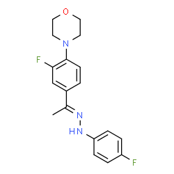 ChemSpider 2D Image | 4-{2-Fluoro-4-[(1E)-N-(4-fluorophenyl)ethanehydrazonoyl]phenyl}morpholine | C18H19F2N3O