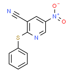 ChemSpider 2D Image | 5-Nitro-2-(phenylsulfanyl)nicotinonitrile | C12H7N3O2S