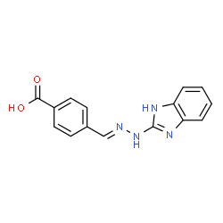 ChemSpider 2D Image | 4-[(E)-(1H-Benzimidazol-2-ylhydrazono)methyl]benzoic acid | C15H12N4O2