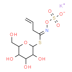 ChemSpider 2D Image | Potassium 1-S-[(1E)-N-(sulfonatooxy)-3-butenimidoyl]-1-thiohexopyranose | C10H16KNO9S2