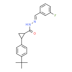 ChemSpider 2D Image | N'-[(E)-(3-Fluorophenyl)methylene]-2-[4-(2-methyl-2-propanyl)phenyl]cyclopropanecarbohydrazide | C21H23FN2O