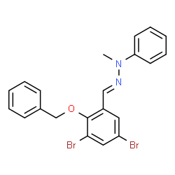ChemSpider 2D Image | (2E)-2-[2-(Benzyloxy)-3,5-dibromobenzylidene]-1-methyl-1-phenylhydrazine | C21H18Br2N2O