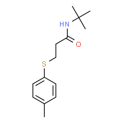 ChemSpider 2D Image | 3-[(4-Methylphenyl)sulfanyl]-N-(2-methyl-2-propanyl)propanamide | C14H21NOS