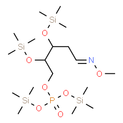 ChemSpider 2D Image | (5E)-5-(Methoxyimino)-2,3-bis[(trimethylsilyl)oxy]pentyl bis(trimethylsilyl) phosphate | C18H46NO7ψ4