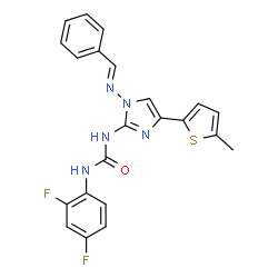 ChemSpider 2D Image | 1-{1-[(E)-Benzylideneamino]-4-(5-methyl-2-thienyl)-1H-imidazol-2-yl}-3-(2,4-difluorophenyl)urea | C22H17F2N5OS
