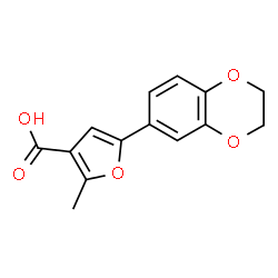 ChemSpider 2D Image | 5-(2,3-Dihydro-1,4-benzodioxin-6-yl)-2-methyl-3-furoic acid | C14H12O5