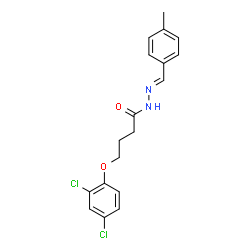 ChemSpider 2D Image | 4-(2,4-Dichlorophenoxy)-N'-[(E)-(4-methylphenyl)methylene]butanehydrazide | C18H18Cl2N2O2