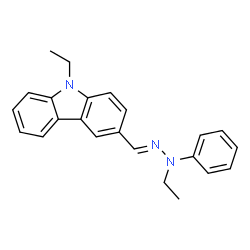 ChemSpider 2D Image | 9-Ethyl-3-((2-ethyl-2-phenylhydrazono)methyl)-9H-carbazole | C23H23N3