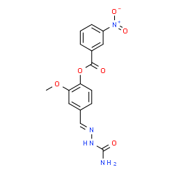 ChemSpider 2D Image | 4-[(E)-(Carbamoylhydrazono)methyl]-2-methoxyphenyl 3-nitrobenzoate | C16H14N4O6