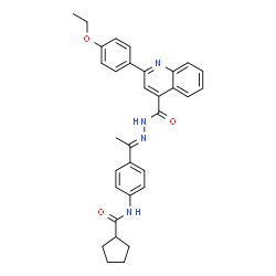 ChemSpider 2D Image | N-{4-[(1E)-N-{[2-(4-Ethoxyphenyl)-4-quinolinyl]carbonyl}ethanehydrazonoyl]phenyl}cyclopentanecarboxamide | C32H32N4O3