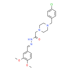 ChemSpider 2D Image | 2-[4-(4-Chlorobenzyl)-1-piperazinyl]-N'-[(E)-(3,4-dimethoxyphenyl)methylene]acetohydrazide | C22H27ClN4O3