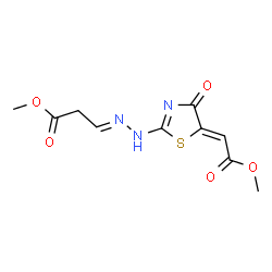 ChemSpider 2D Image | Methyl (3E)-3-{[(5Z)-5-(2-methoxy-2-oxoethylidene)-4-oxo-4,5-dihydro-1,3-thiazol-2-yl]hydrazono}propanoate | C10H11N3O5S