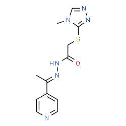 ChemSpider 2D Image | 2-[(4-Methyl-4H-1,2,4-triazol-3-yl)sulfanyl]-N'-[(1E)-1-(4-pyridinyl)ethylidene]acetohydrazide | C12H14N6OS