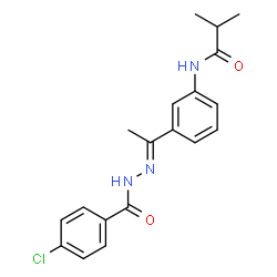 ChemSpider 2D Image | N-{3-[(1E)-N-(4-Chlorobenzoyl)ethanehydrazonoyl]phenyl}-2-methylpropanamide | C19H20ClN3O2