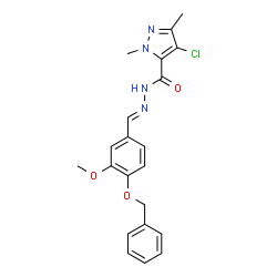 ChemSpider 2D Image | N'-{(E)-[4-(Benzyloxy)-3-methoxyphenyl]methylene}-4-chloro-1,3-dimethyl-1H-pyrazole-5-carbohydrazide | C21H21ClN4O3