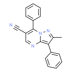 ChemSpider 2D Image | 2-Methyl-3,7-diphenylpyrazolo[1,5-a]pyrimidine-6-carbonitrile | C20H14N4