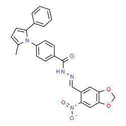 ChemSpider 2D Image | 4-(2-Methyl-5-phenyl-1H-pyrrol-1-yl)-N'-[(E)-(6-nitro-1,3-benzodioxol-5-yl)methylene]benzohydrazide | C26H20N4O5