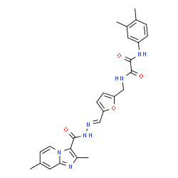 ChemSpider 2D Image | N-({5-[(E)-{[(2,7-Dimethylimidazo[1,2-a]pyridin-3-yl)carbonyl]hydrazono}methyl]-2-furyl}methyl)-N'-(3,4-dimethylphenyl)ethanediamide | C26H26N6O4
