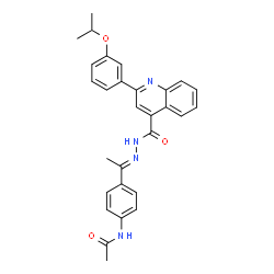 ChemSpider 2D Image | N-{4-[(1E)-N-{[2-(3-Isopropoxyphenyl)-4-quinolinyl]carbonyl}ethanehydrazonoyl]phenyl}acetamide | C29H28N4O3
