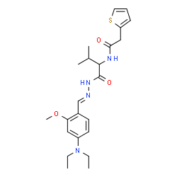 ChemSpider 2D Image | N-(1-{(2E)-2-[4-(Diethylamino)-2-methoxybenzylidene]hydrazino}-3-methyl-1-oxo-2-butanyl)-2-(2-thienyl)acetamide | C23H32N4O3S