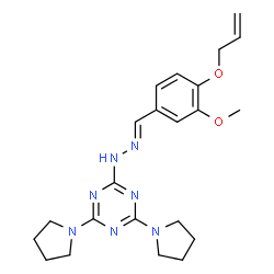 ChemSpider 2D Image | 2-{(2E)-2-[4-(Allyloxy)-3-methoxybenzylidene]hydrazino}-4,6-di(1-pyrrolidinyl)-1,3,5-triazine | C22H29N7O2