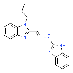 ChemSpider 2D Image | 2-[(E)-(1H-Benzimidazol-2-ylhydrazono)methyl]-1-propyl-1H-benzimidazole | C18H18N6