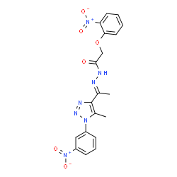 ChemSpider 2D Image | N'-{(1E)-1-[5-Methyl-1-(3-nitrophenyl)-1H-1,2,3-triazol-4-yl]ethylidene}-2-(2-nitrophenoxy)acetohydrazide | C19H17N7O6
