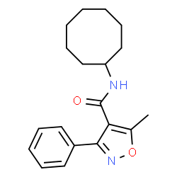 ChemSpider 2D Image | N-Cyclooctyl-5-methyl-3-phenyl-1,2-oxazole-4-carboxamide | C19H24N2O2