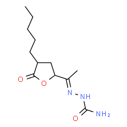 ChemSpider 2D Image | (2E)-2-[1-(5-Oxo-4-pentyltetrahydro-2-furanyl)ethylidene]hydrazinecarboxamide | C12H21N3O3