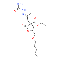 ChemSpider 2D Image | Ethyl 3-[(2E)-2-(carbamoylhydrazono)propyl]-2-oxo-5-[(pentyloxy)methyl]tetrahydro-3-furancarboxylate | C17H29N3O6