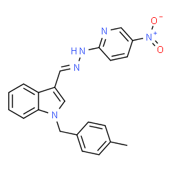 ChemSpider 2D Image | 1-(4-Methylbenzyl)-3-{(E)-[(5-nitro-2-pyridinyl)hydrazono]methyl}-1H-indole | C22H19N5O2