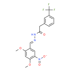 ChemSpider 2D Image | N'-[(E)-(2,4-Dimethoxy-5-nitrophenyl)methylene]-2-[3-(trifluoromethyl)phenyl]acetohydrazide | C18H16F3N3O5